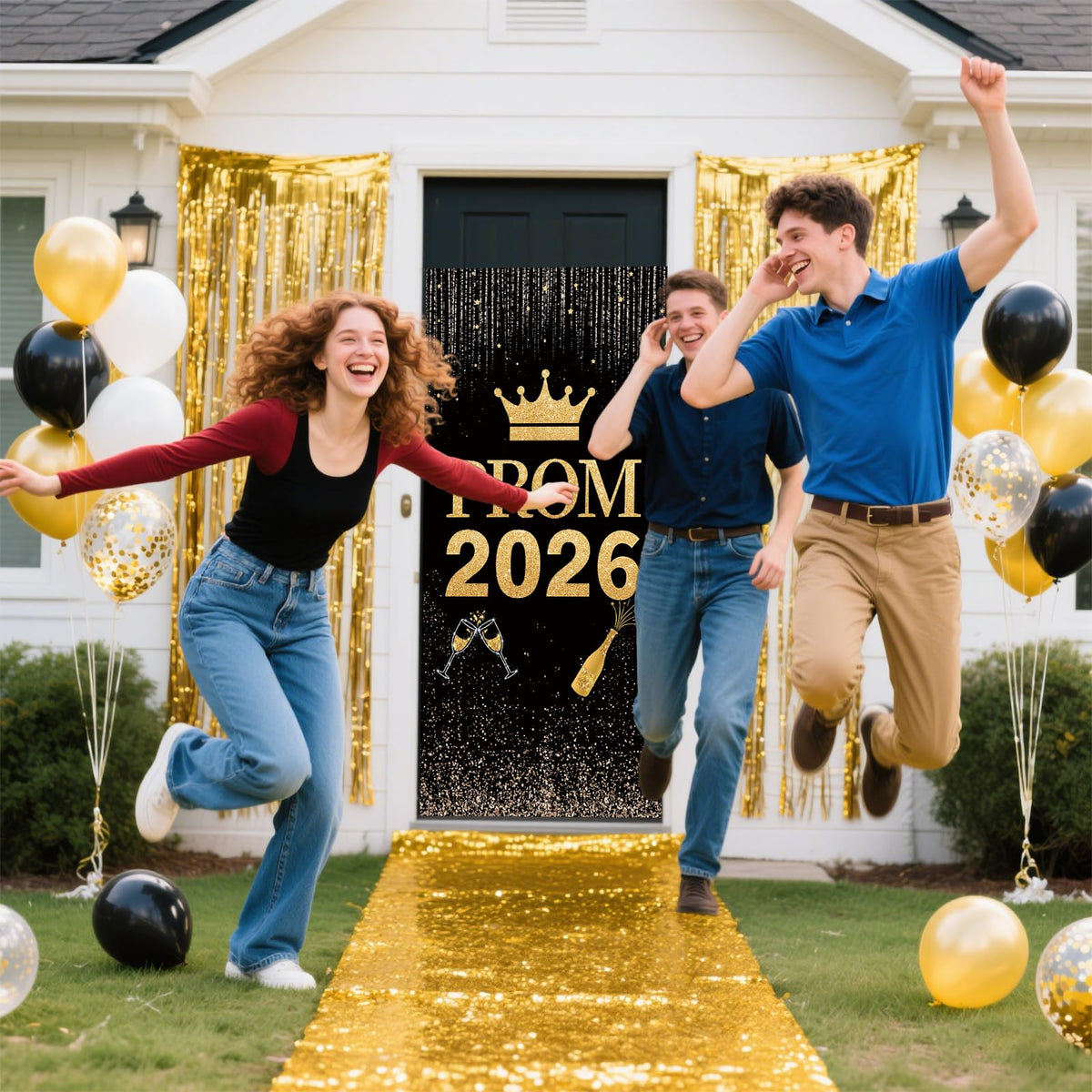 YIXAXKAO gold-toned theme works for graduation and prom celebrations.