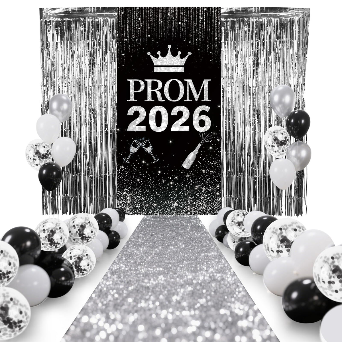YIXAXKAO Prom 2026 glitter carpet runner highlights a glamorous runway entrance.