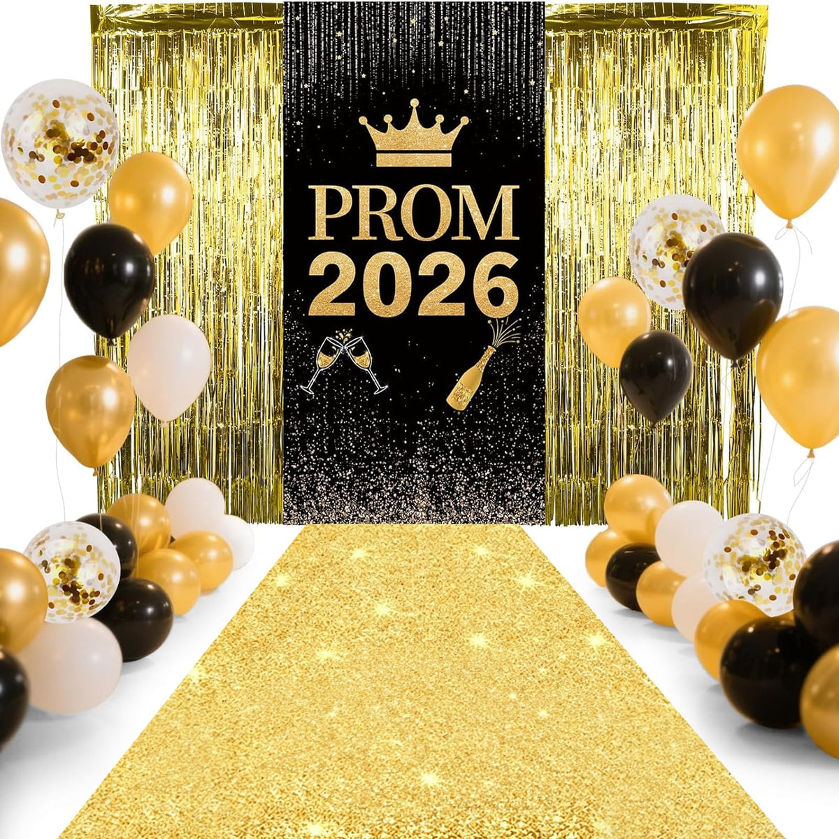 YIXAXKAO glitter runway rug creates a sparkling prom entrance and photo-worthy moments.