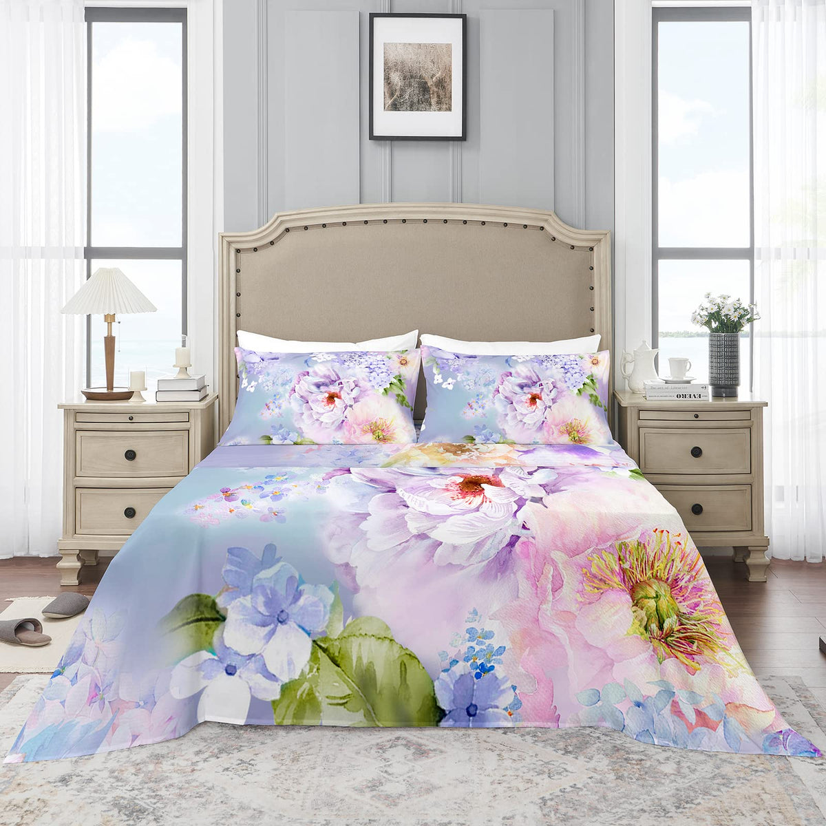 YIYEA Queen Sheet Set microfiber close-up shows soft breathable fabric