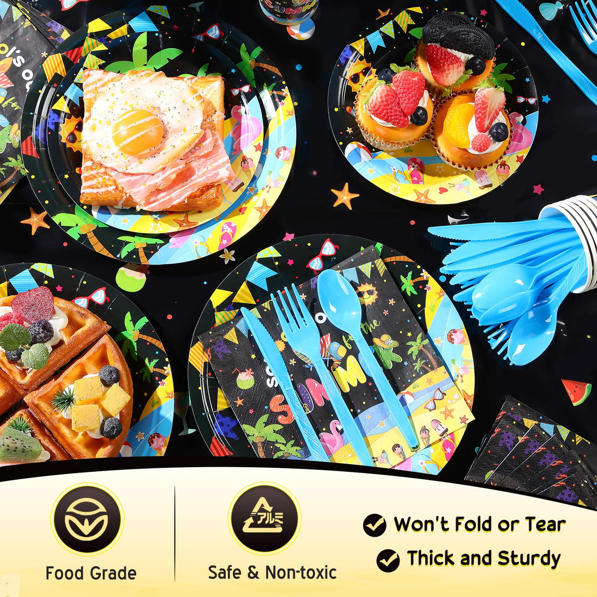 Yiyiring 24 napkins, coordinated with the party theme for quick cleanup