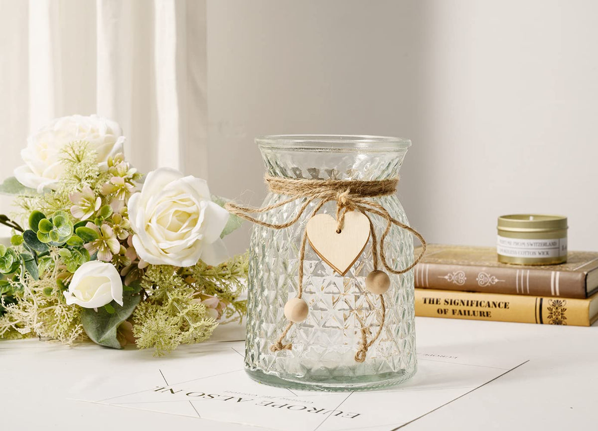 YJ Fake Flowers with Vase eucalyptus detail adds natural contrast