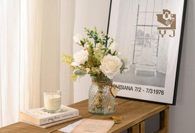 YJ Fake Flowers with Vase home or office decor ready-to-use arrangement
