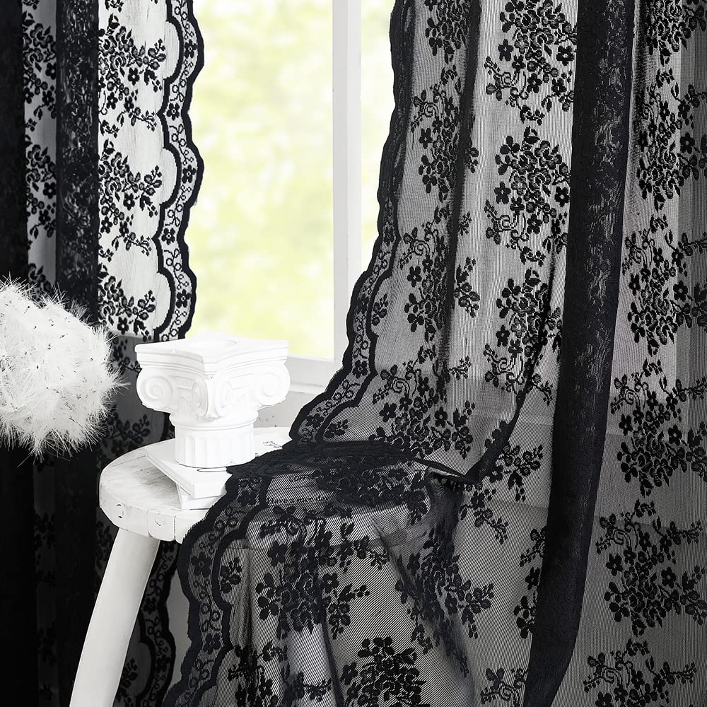 YJ YANJUN vintage lace curtains draped in living room offering soft light filtering
