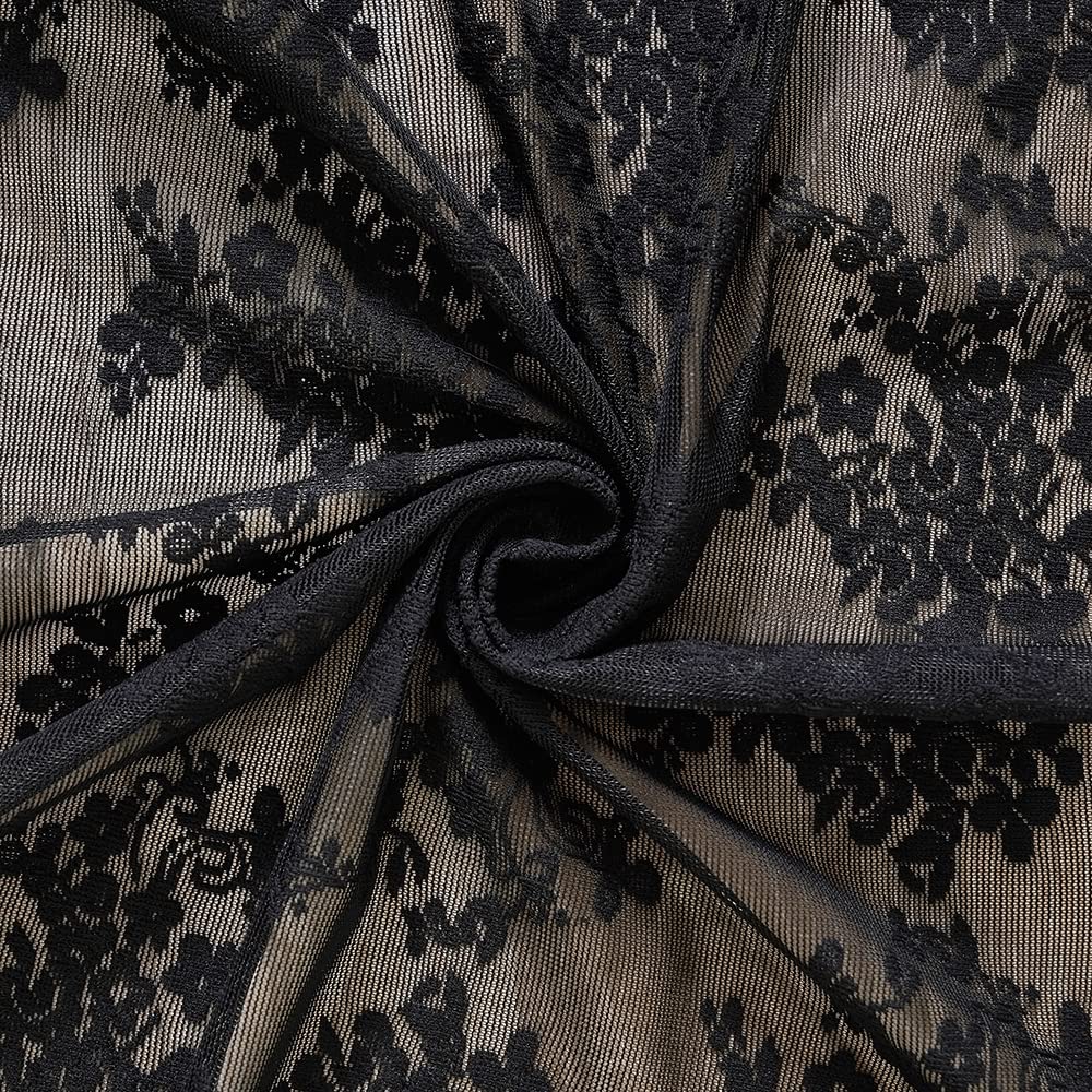 YJ YANJUN black lace curtains adding decorative privacy while daylight passes