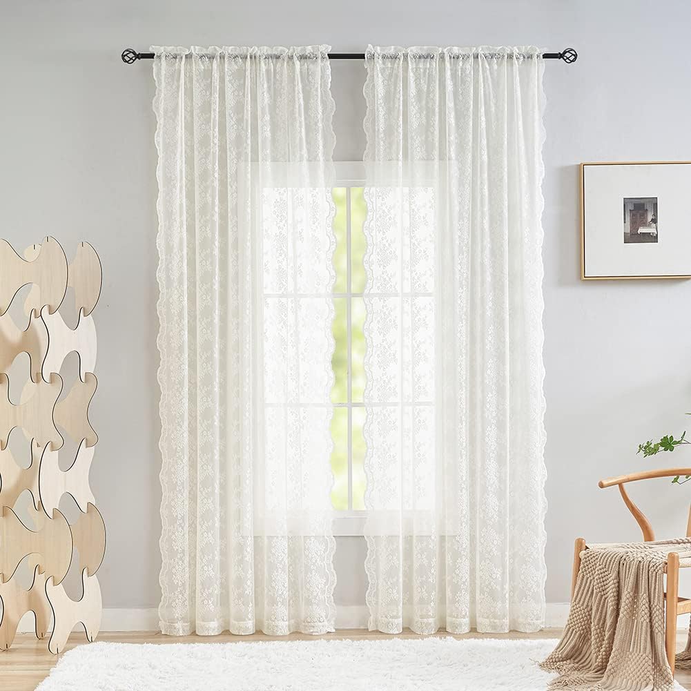 YJ YANJUN vintage lace curtains in cream for a soft, private living room glow