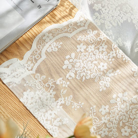 YJ YANJUN French door setup with vintage lace drapes for charm.