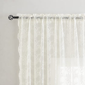 YJ YANJUN living room setup with ivory lace curtains creating soft ambiance.