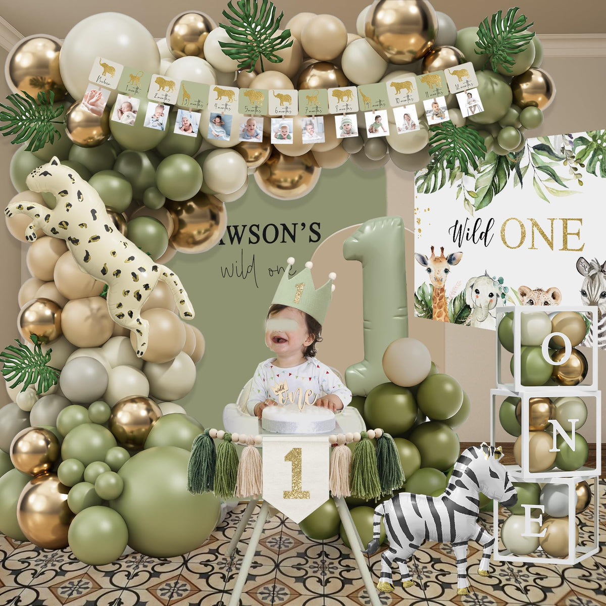 YJDFWAUT Wild One cake topper accents the cake with jungle charm