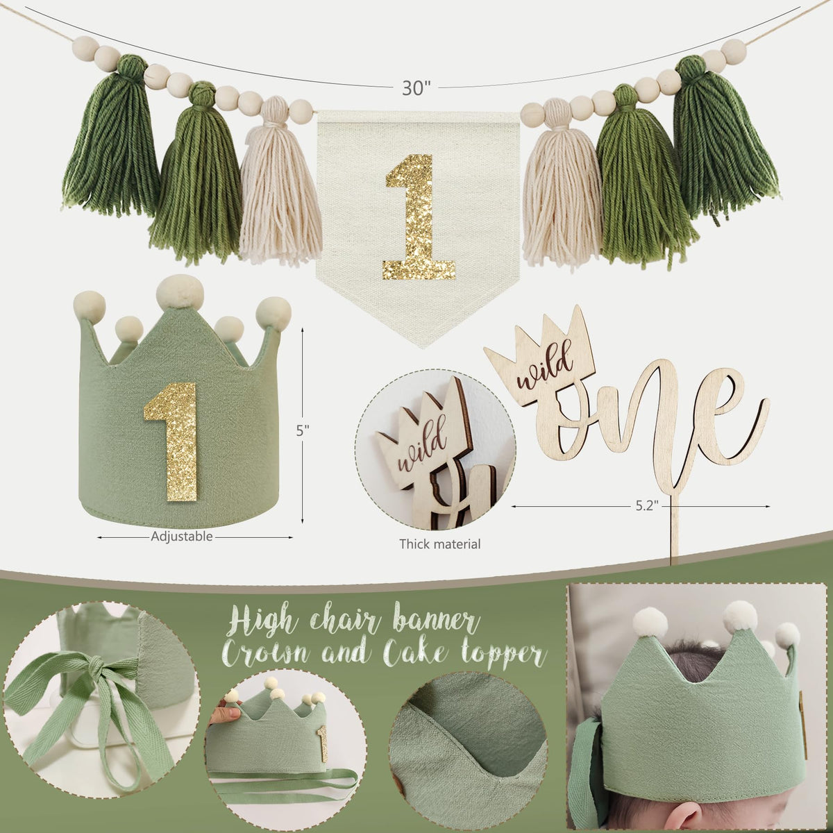 YJDFWAUT Wild One high chair banner celebrates the milestone in style