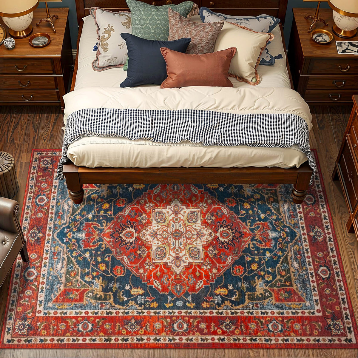 YJ.GWL soft pile rug offers plush underfoot feel on tile or wood floors.