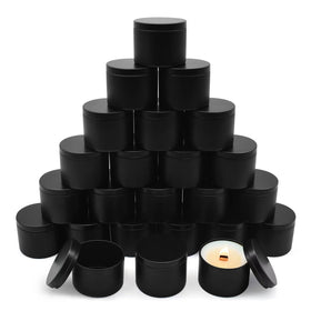 YJHSS 24-pack 8oz candle tins with lids in matte black for bulk DIY projects