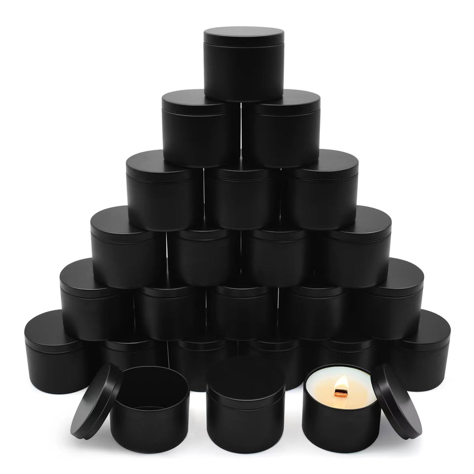 YJHSS 24-pack 8oz candle tins with lids in matte black for bulk DIY projects