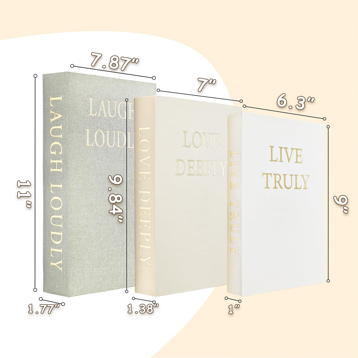 YKANYN decorative books set3 close-up-linen-texture highlights tactile fabric and craftsmanship.