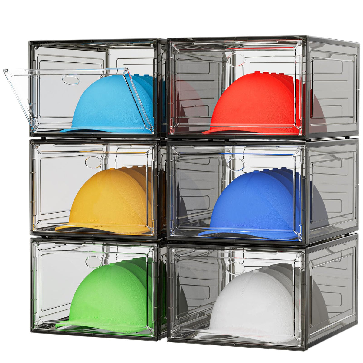 YKLSLH hat organizer box 6-pack keeps caps neatly stored and dust-free