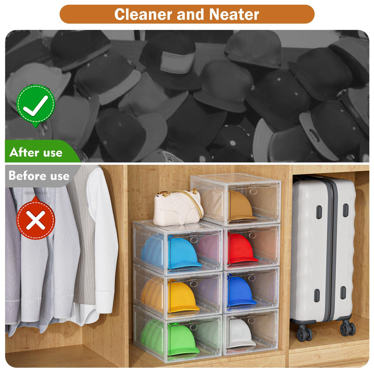 YKLSLH hat organizer with hats inside demonstrates organized wardrobe