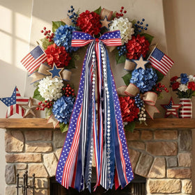 YKW 27.5 inch patriotic sash provides flowing tails for wreaths