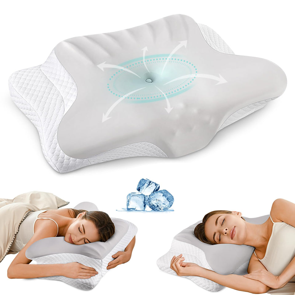 Ylekto cervical neck pillow close-up showing hollow center for spinal alignment