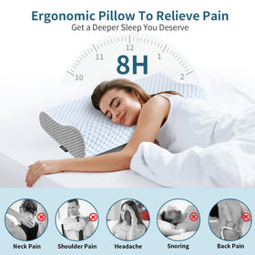Ylekto cervical neck pillow contour back view supports head and spine for back sleepers