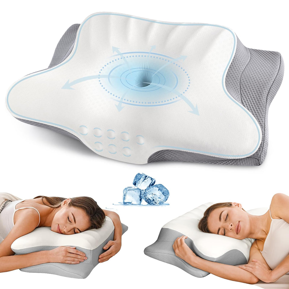 Ylekto cervical neck pillow with hollow centre for neck alignment and spinal comfort.