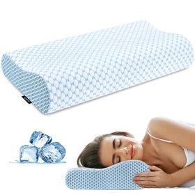 Ylekto cervical pillow contour-foam supports head and neck for proper alignment.