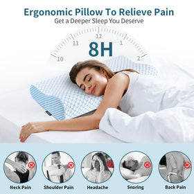 Ylekto cervical pillow two-heights shows adjustable neck support for multiple sleep styles.