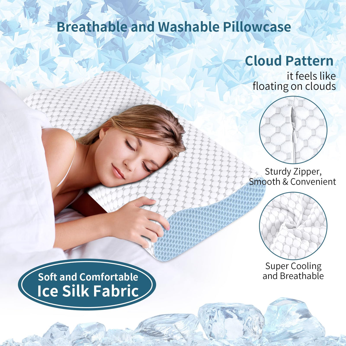 Ylekto cooling pillowcase removable cover provides breathable comfort