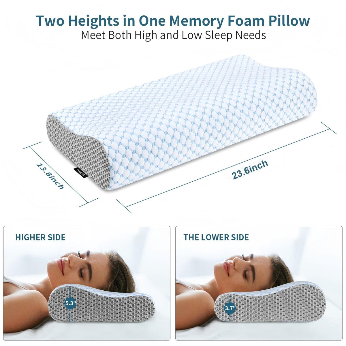 Ylekto memory foam core closeup highlights slow rebound for steady neck and shoulder support