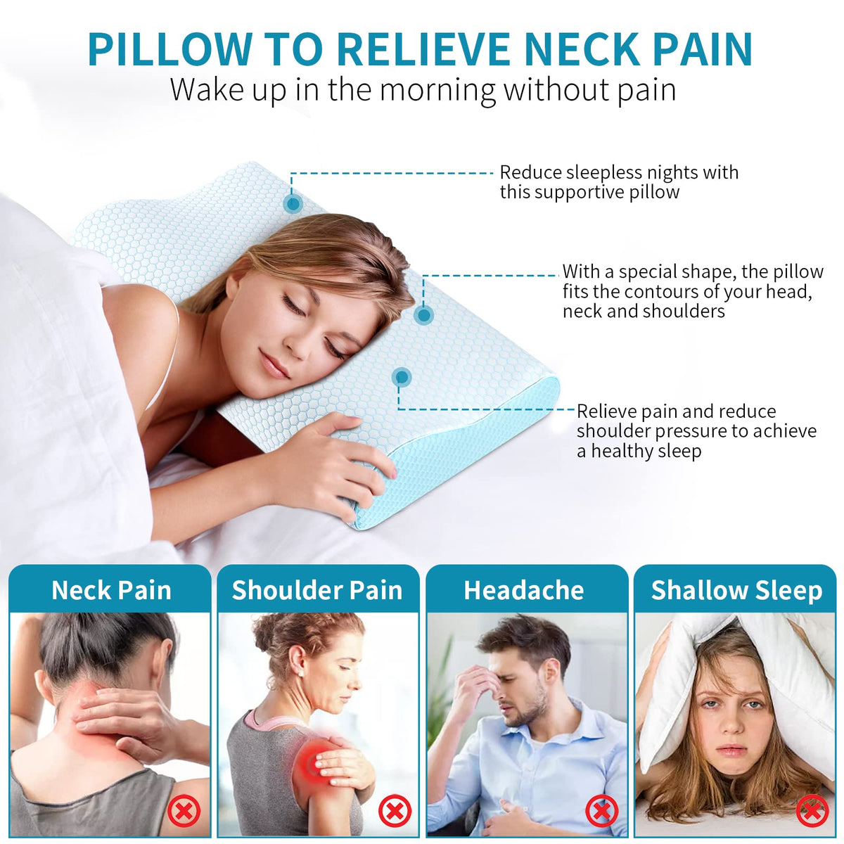 Ylekto memory foam pillow close-up with plush fabric for comfort