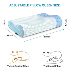 Ylekto memory foam pillow with two-height adjustment for versatile sleeping