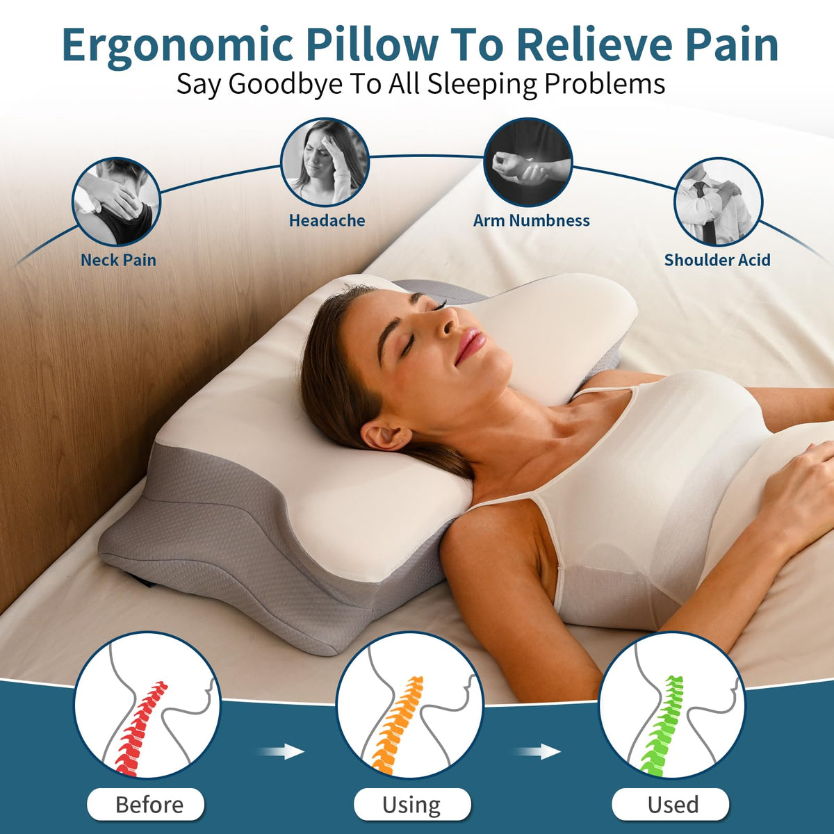 Ylekto premium memory foam contours to your head and neck.