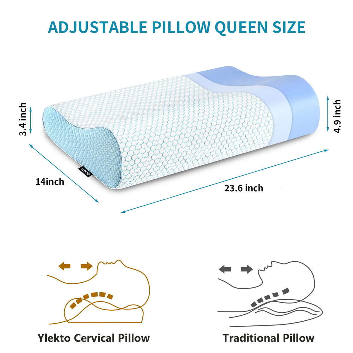 Removable breathable pillowcase on Ylekto pillow for cool nights