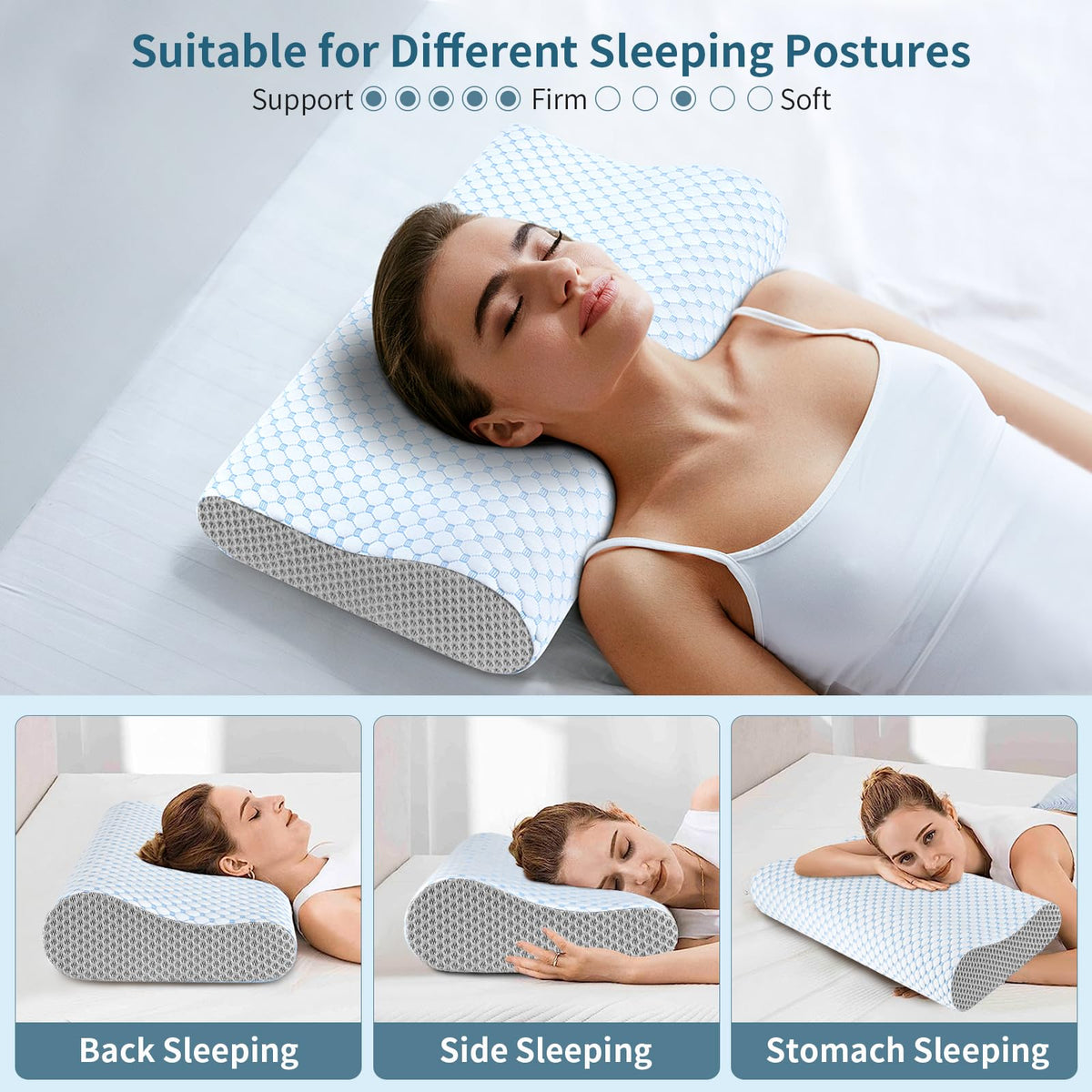 Ylekto two heights side-edges demonstrates adjustable neck support for mixed sleep positions