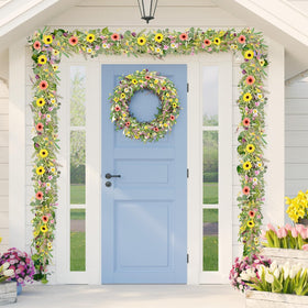 YLOLUL artificial daisy garland enhances mantels and shelves with lasting charm.