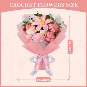 Ylwwccxf pink knitted flowers close-up, soft texture ideal for warm, lasting gifts.