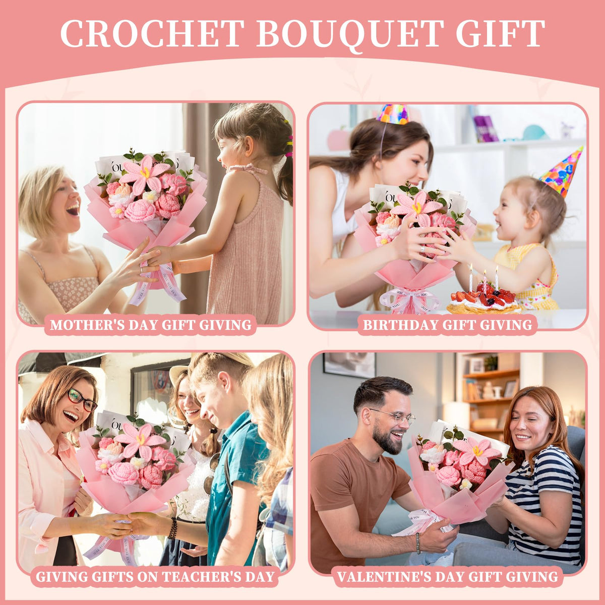 Ylwwccxf soft yarn detail, resilient crochet flowers suitable for display year-round.