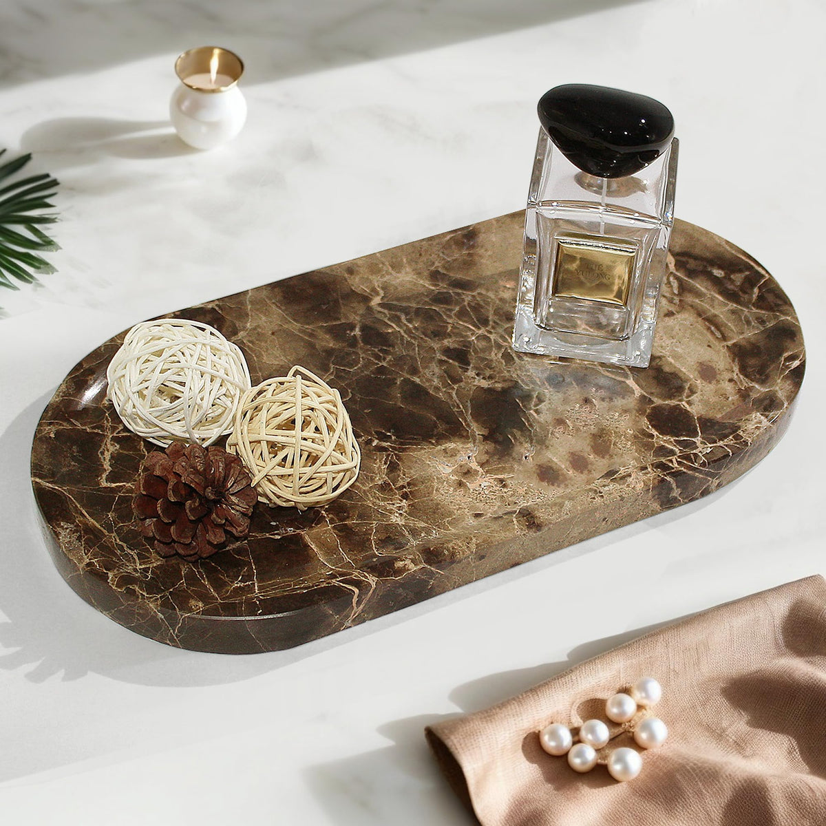 YMXYJM bathroom counter tray natural marble blends luxury and durability.