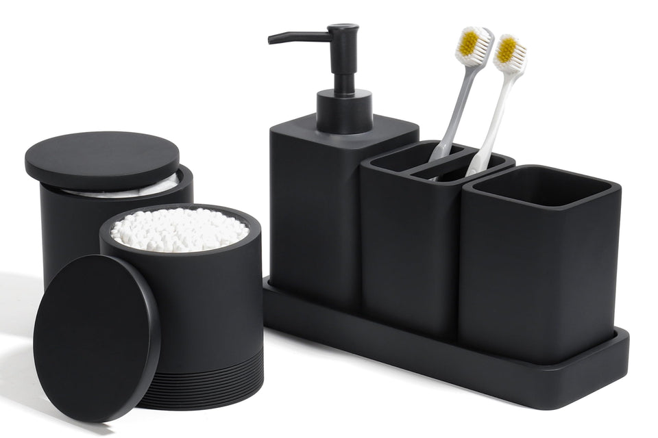 YMXYJM soap dispenser in matte black for clean, minimalist bathroom styling
