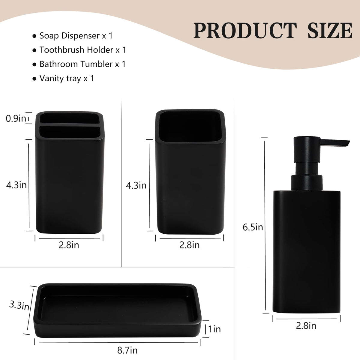YMXYJM matte black bathroom set elevates sink area.