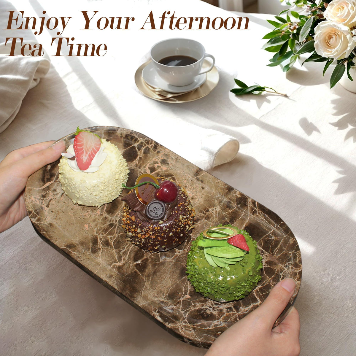 YMXYJM home decor tray oval marble complements modern interiors.