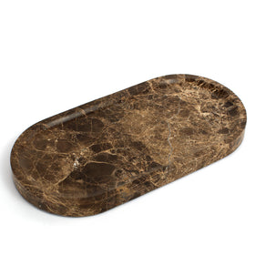 YMXYJM marble tray dark brown oval on vanity for elegant organization.