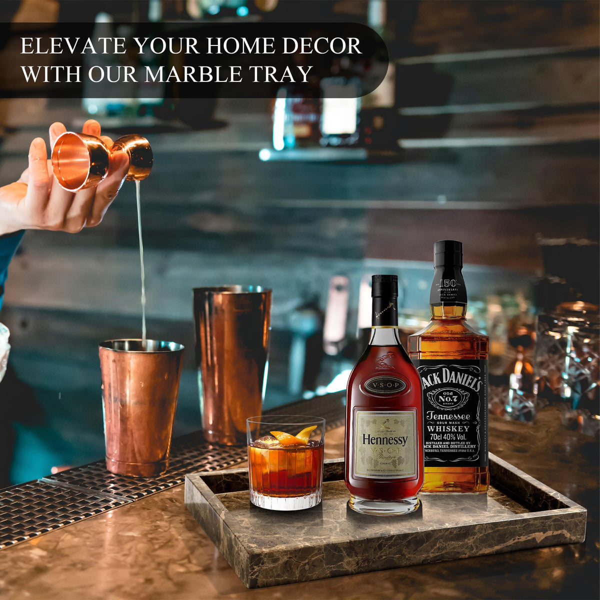 YMXYJM durable natural marble tray built to last on countertops.