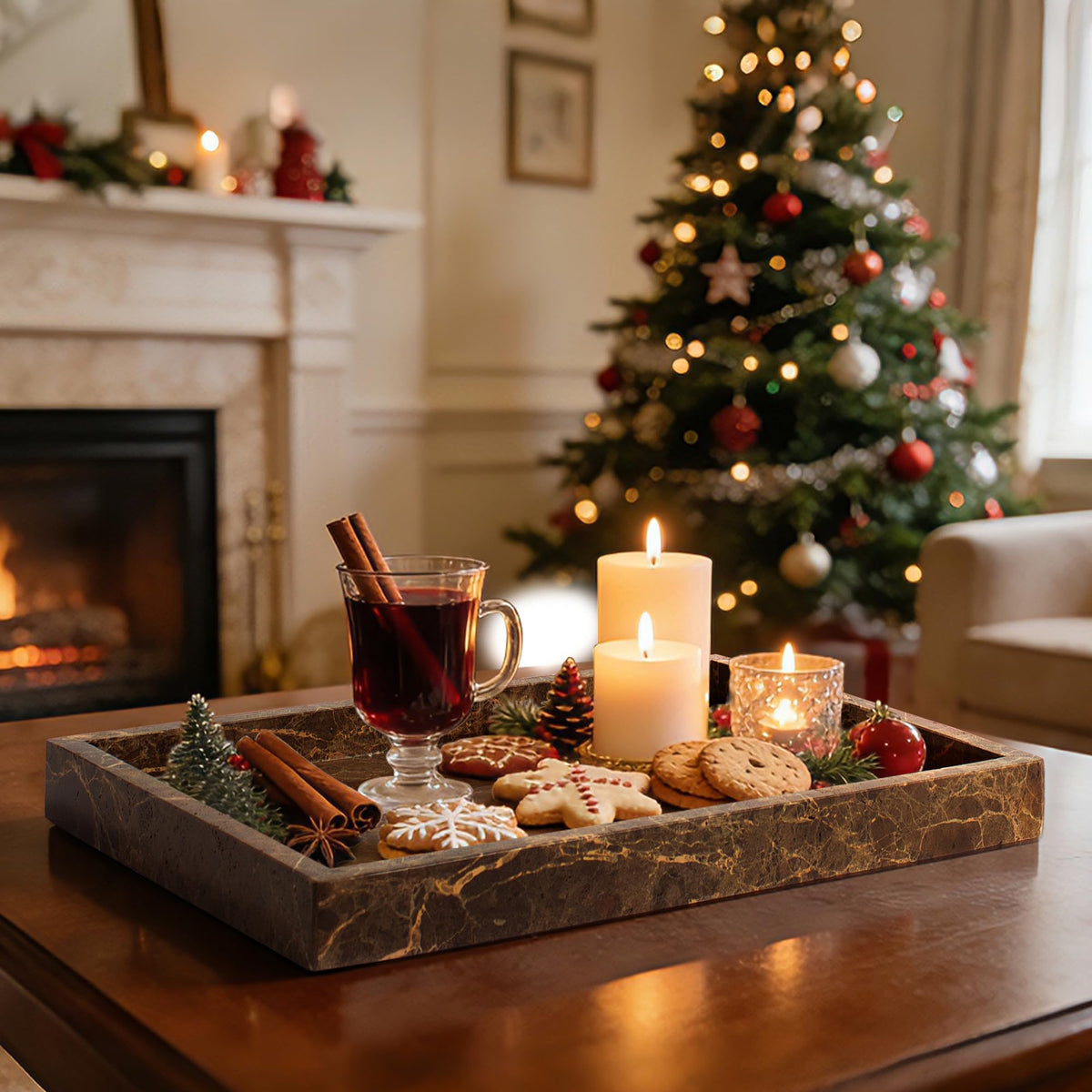 YMXYJM marble tray easy-clean surface stays lustrous with a simple wipe.