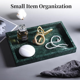 YMXYJM marble tray with makeup items on smooth marble surface
