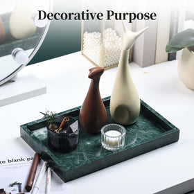 YMXYJM marble tray used as a trinket catchall on a dresser