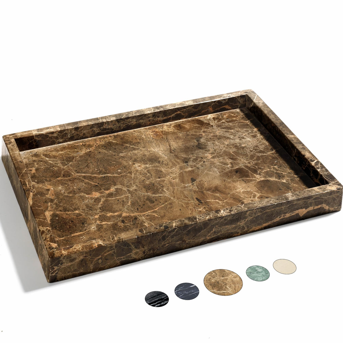YMXYJM natural marble tray with dark brown veining for elegant vanity organization.