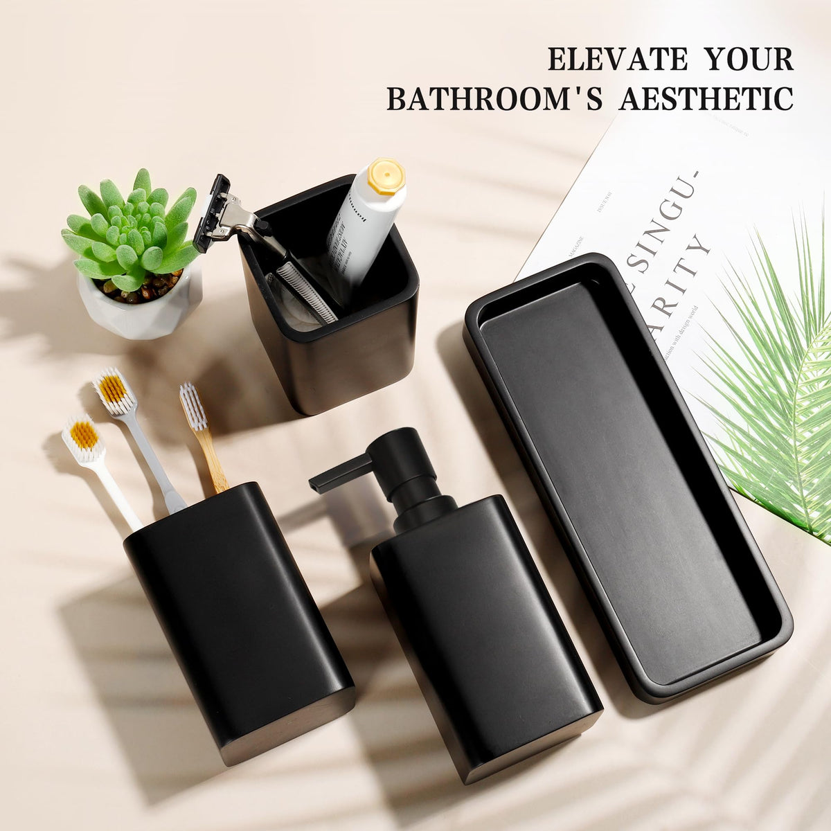 YMXYJM qtip holder in matte black for easy bathroom storage.