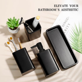 YMXYJM qtip holder in matte black for easy bathroom storage.