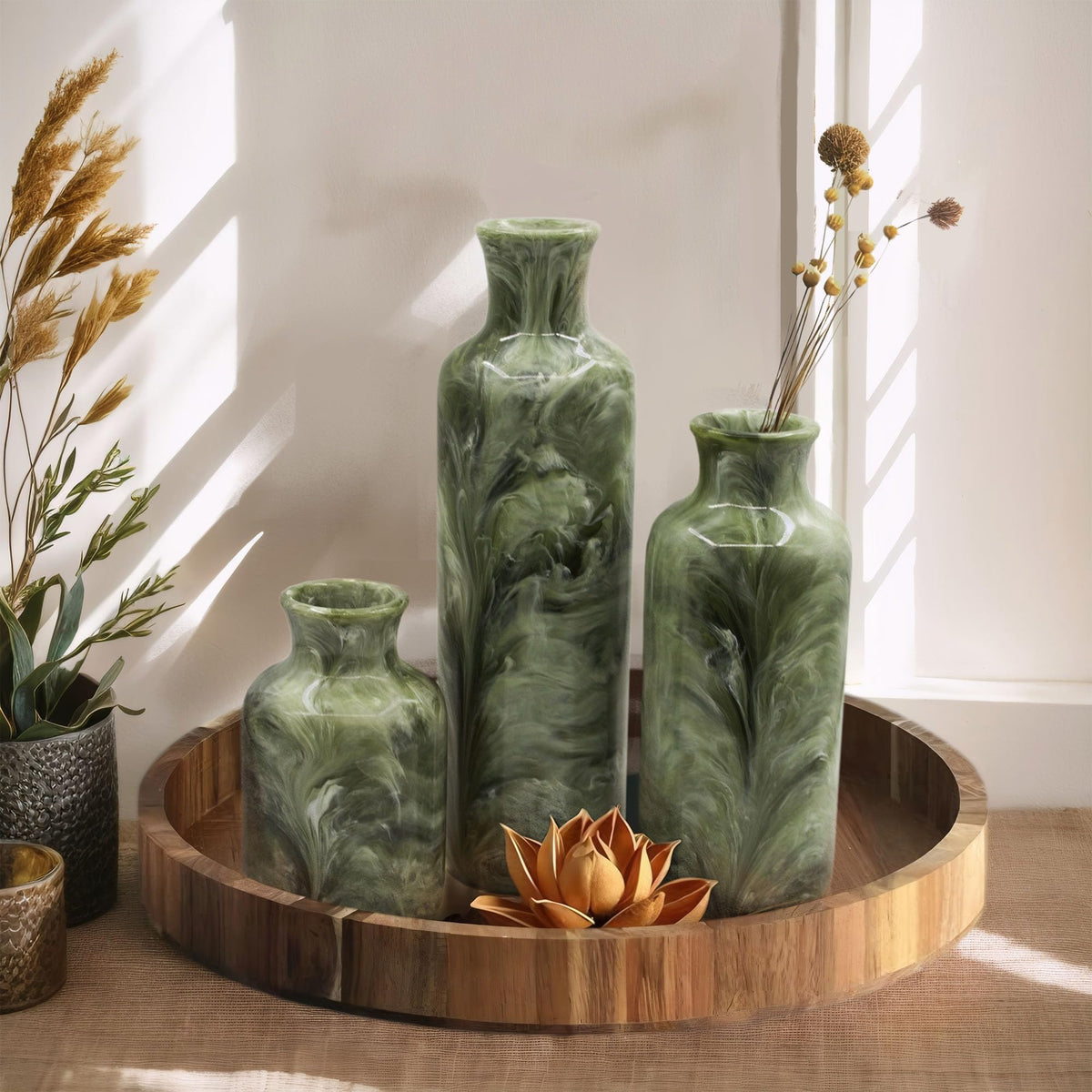 YMXYJM green resin vases gift-ready packaging and thoughtful present