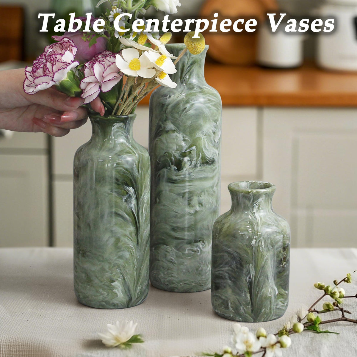 YMXYJM resin centerpieces shelf decor in green boho farmhouse vibe